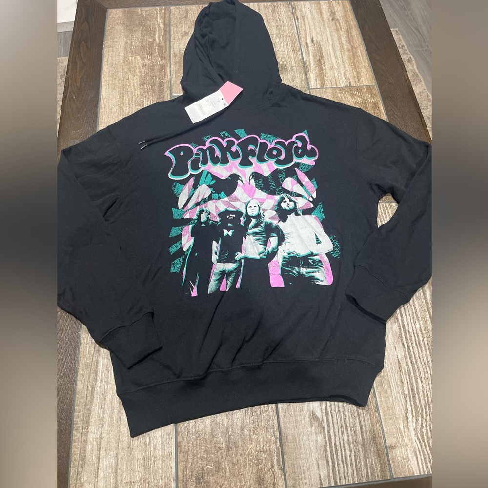 NEW Women’s Pink Floyd Graphic Oversized Hoodie - Black Size Small - Picture 4 of 4